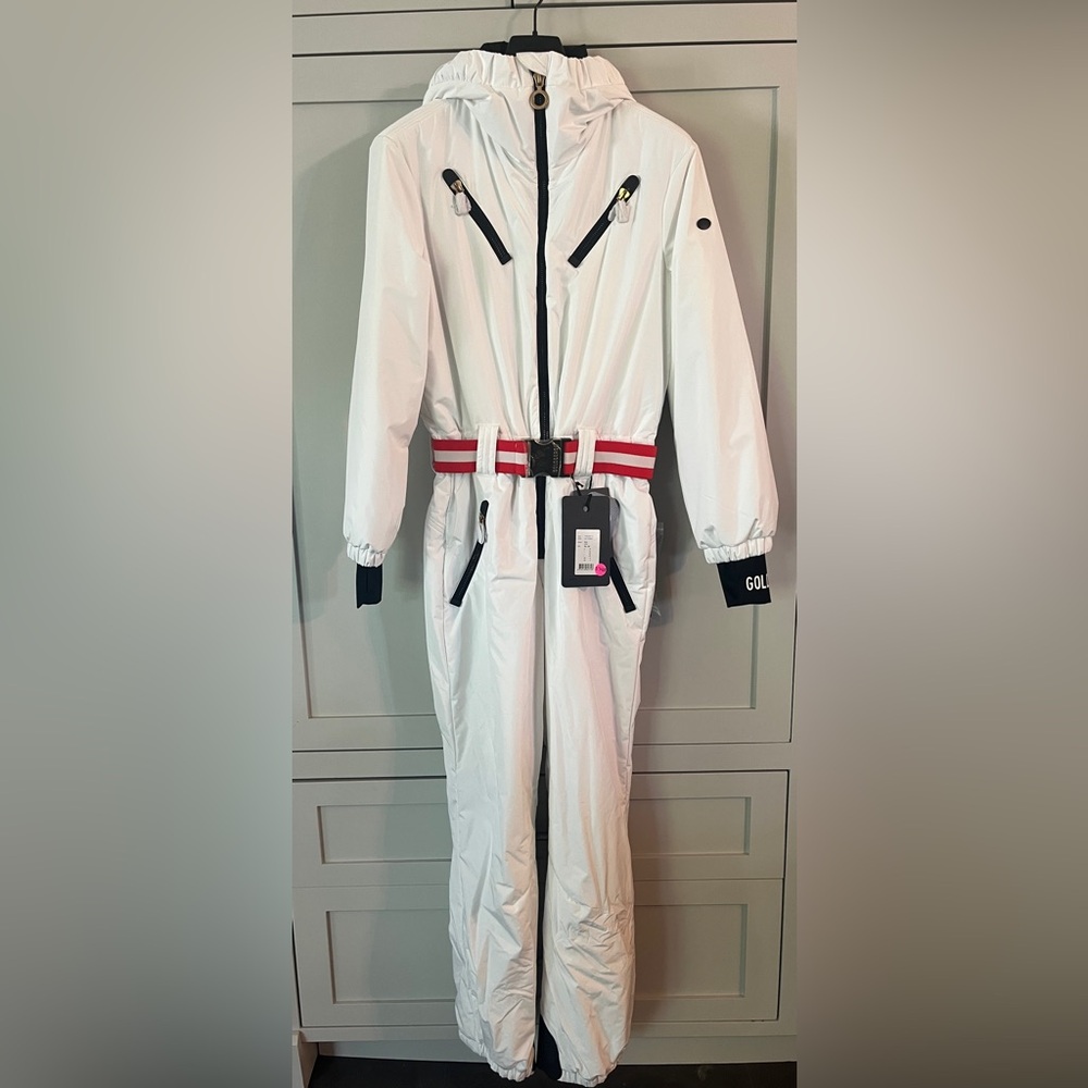 Goldbergh White Ski Jumpsuit with Red Accents